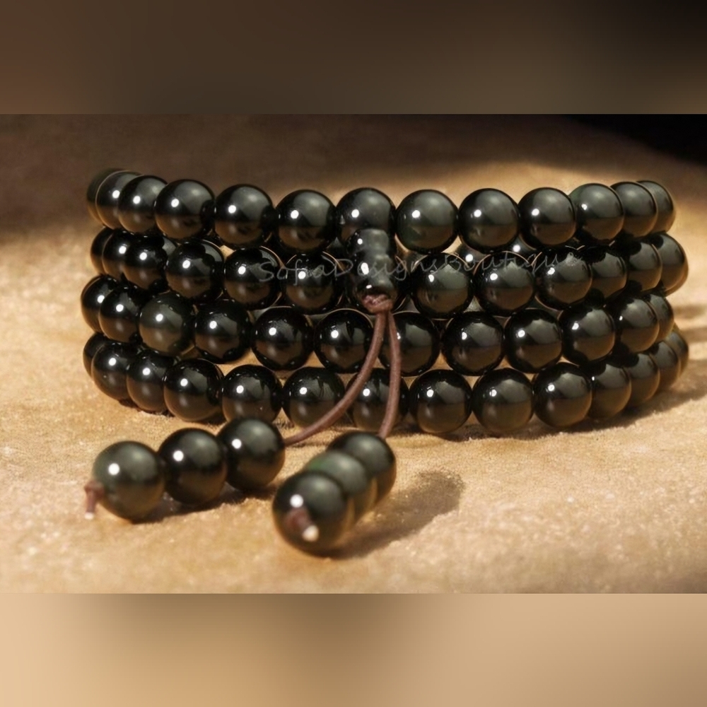 Natural Rainbow Obsidian Gem Beaded Bracelet/Necklace Never Worn!